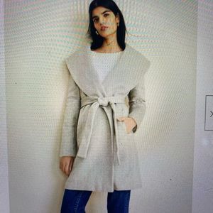 Ann Taylor herringbone shawl collar wrap coat medium